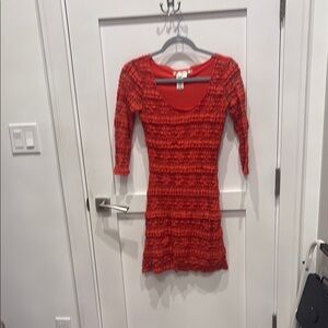 Max Studio Red Tiered Bodycon Mini Dress